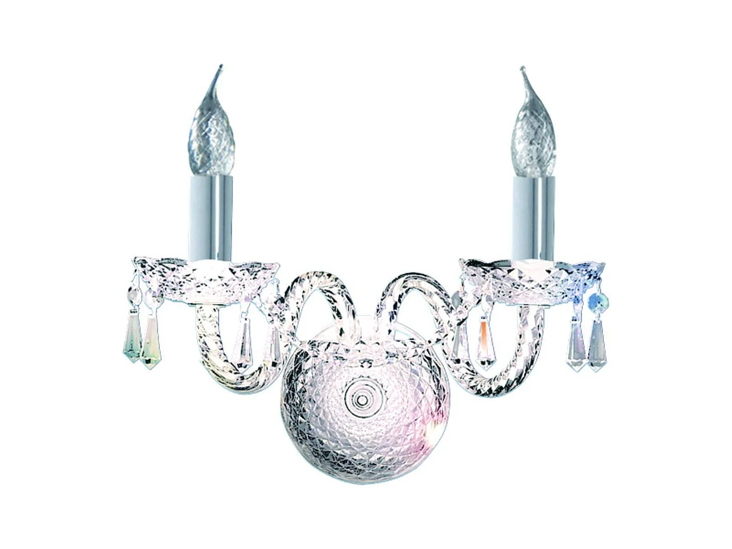 Searchlicht Hale - Indoor Candle Wall 2 licht Chrom mit Kristallen, E14