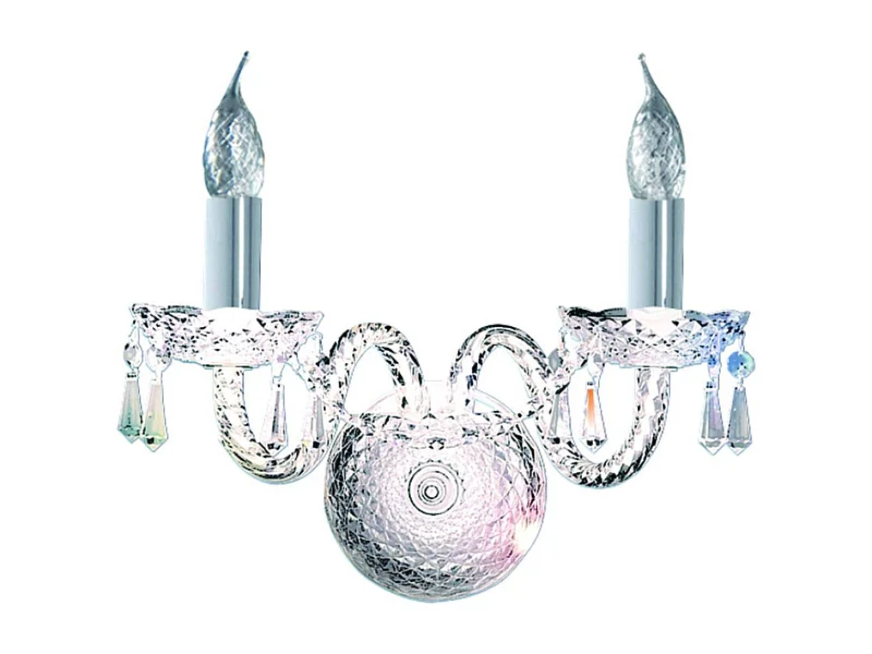 Searchlicht Hale - Indoor Candle Wall 2 licht Chrom mit Kristallen, E14