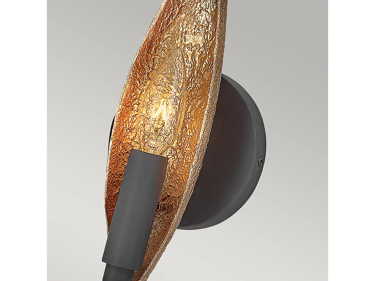 Elstead Hinkley Willow Wandleuchte Carbon Black mit Deluxe Gold