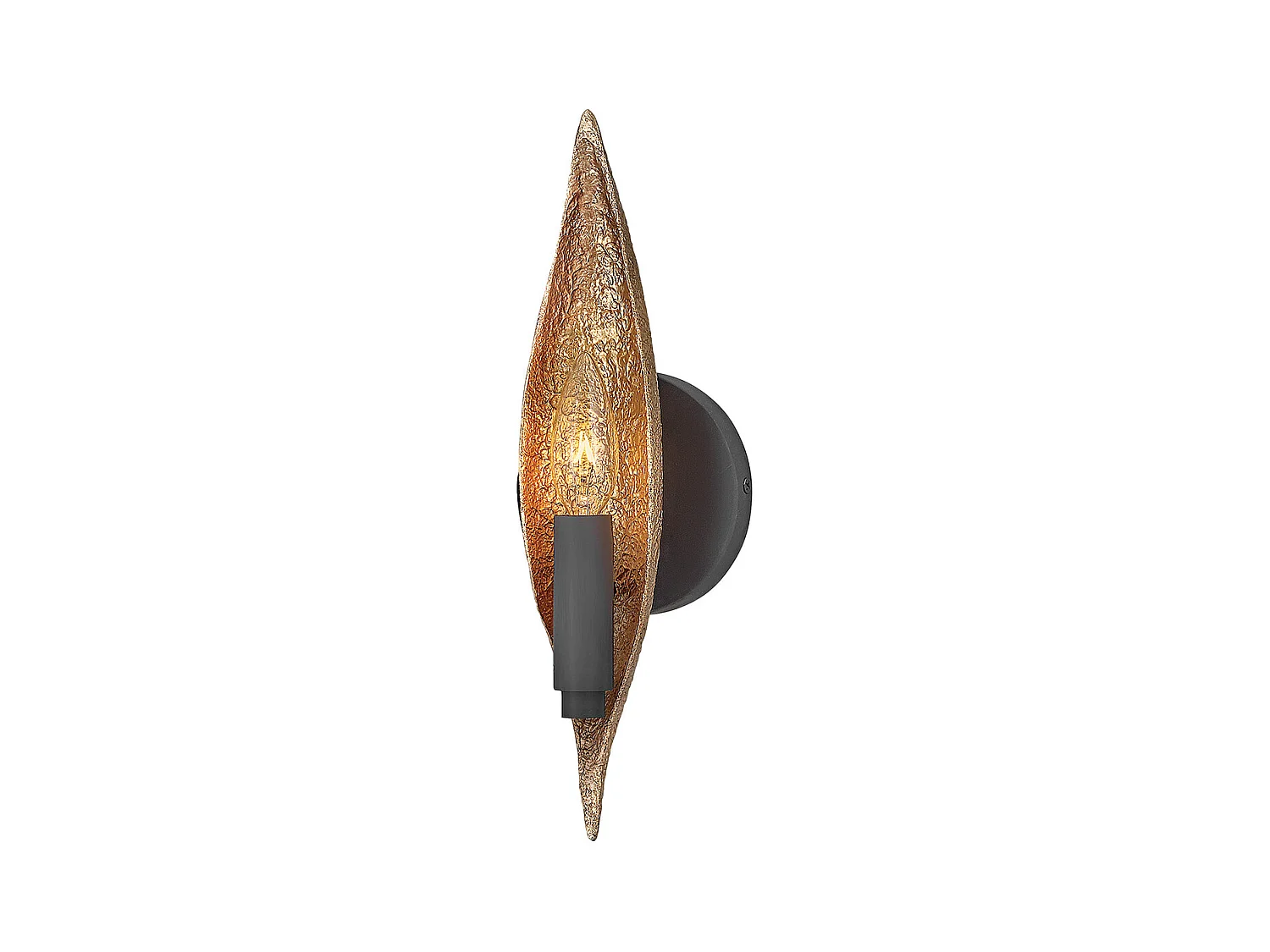 Elstead Hinkley Willow Wandleuchte Carbon Black mit Deluxe Gold