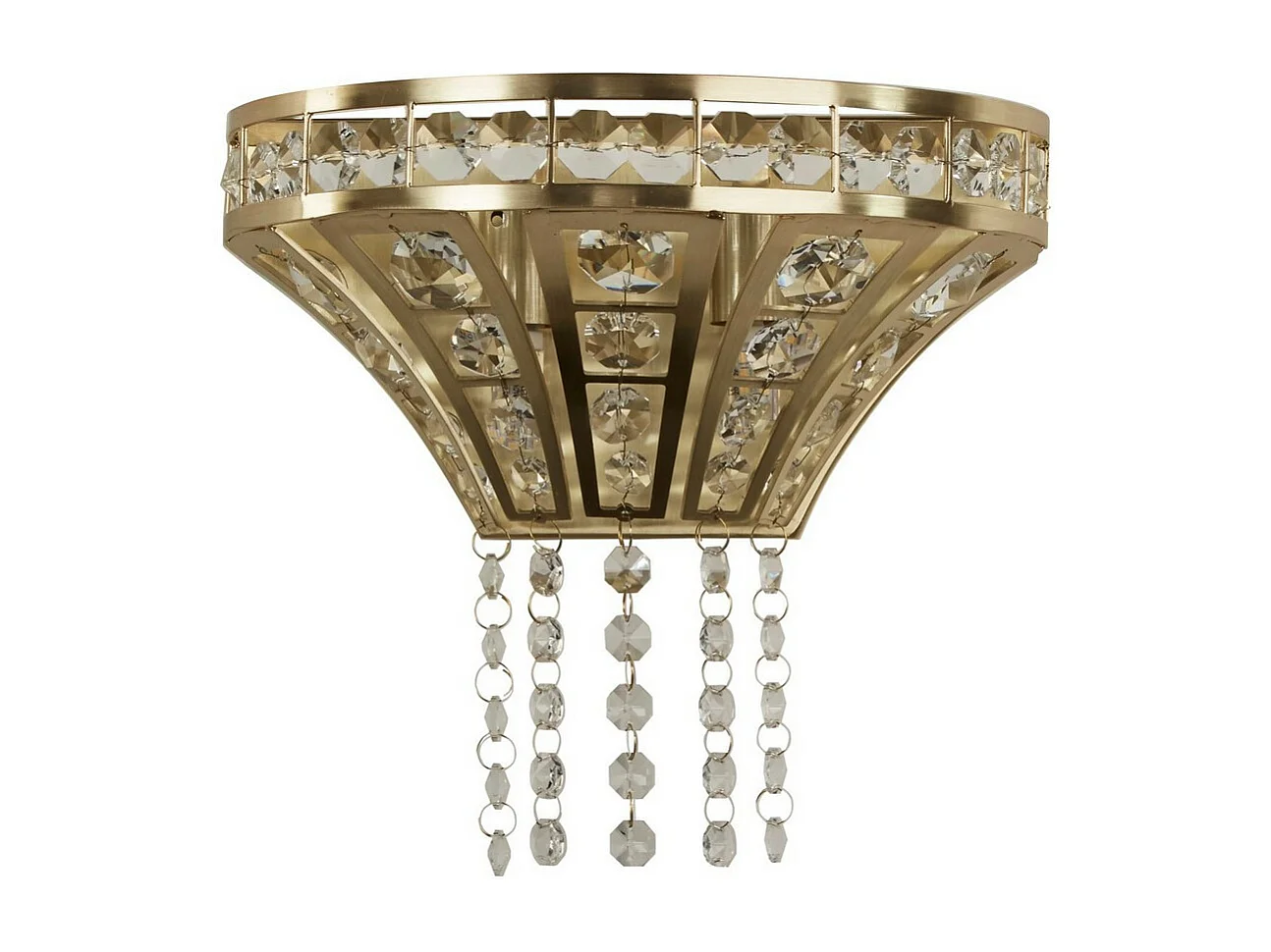 Searchlight Gemma Lampada da parete a 2 luci in ottone satinato, cristallo trasparente