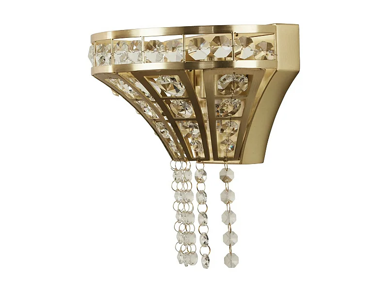 Searchlight Gemma Lampada da parete a 2 luci in ottone satinato, cristallo trasparente