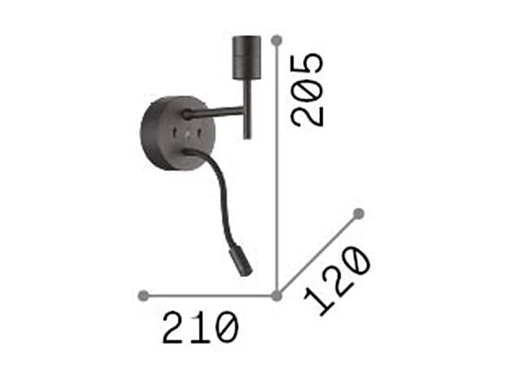 Ideal Lux SET UP Applique + Luce da Lettura Ottone Senza Paralume 3000K