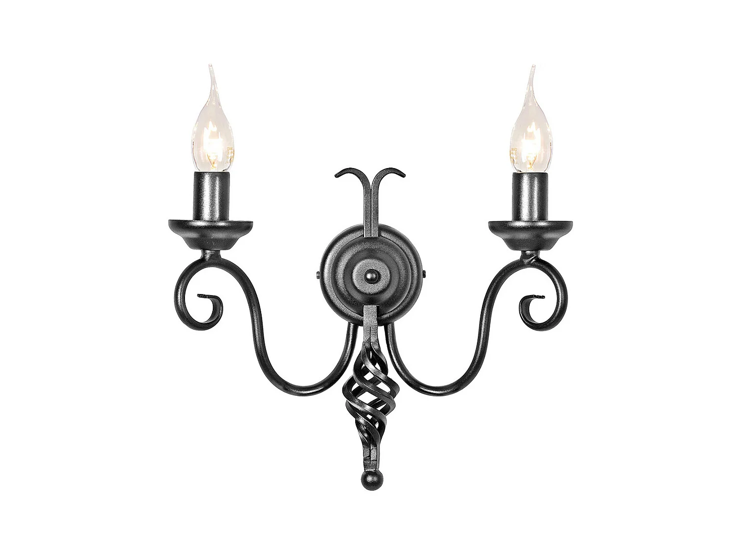 Elstead Harlech - Lampada da parete a candela da interni a 2 luci nera con paralume