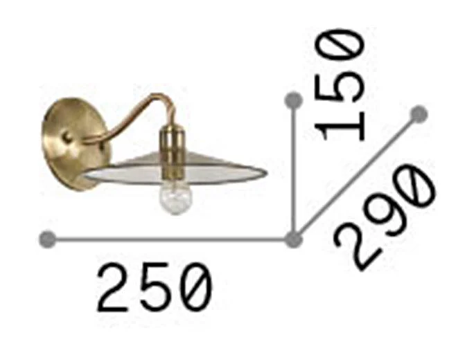 Ideal Lux Cantina Applique murale intérieure à 1 lumière, cuivre, E14