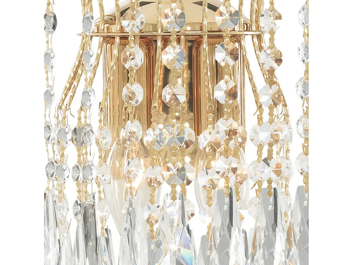 Searchlight Waterfall Inomhusvgg 2 ljusguld med kristaller, E14