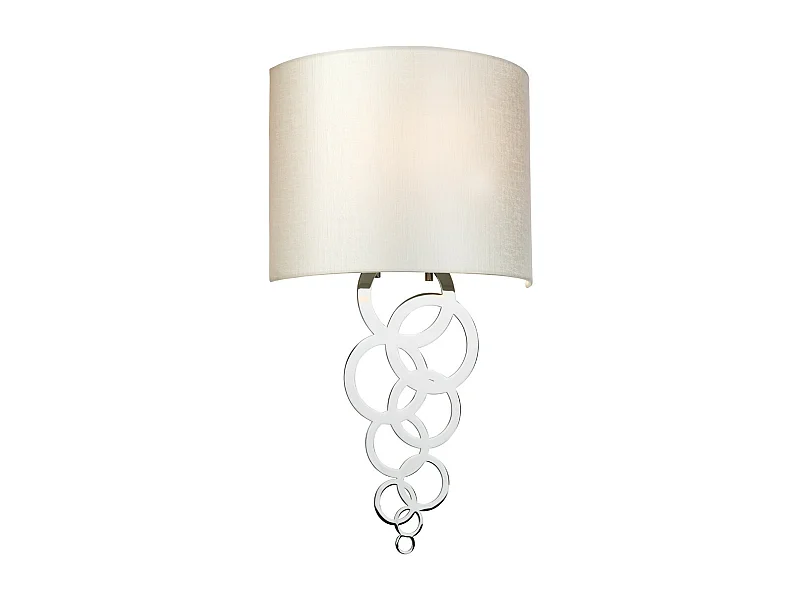 Curtis Medium 1 Ljus Vägglampa, polerad krom, Ivory Faux Silk Shade