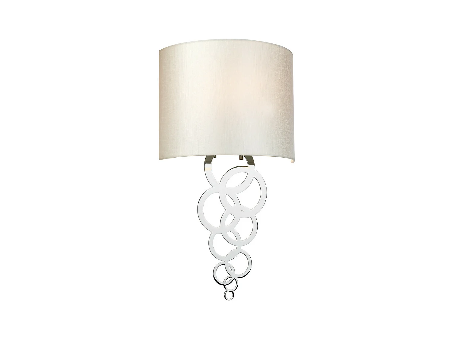 Lampada da parete a 1 luce Curtis Medium, cromo lucido, paralume in finta seta avorio
