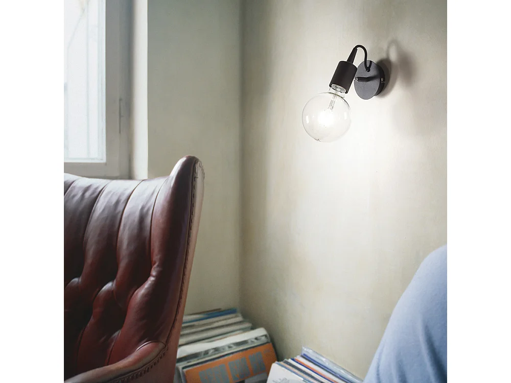 Ideal Lux Edison - Applique a 1 luce Nera, E27