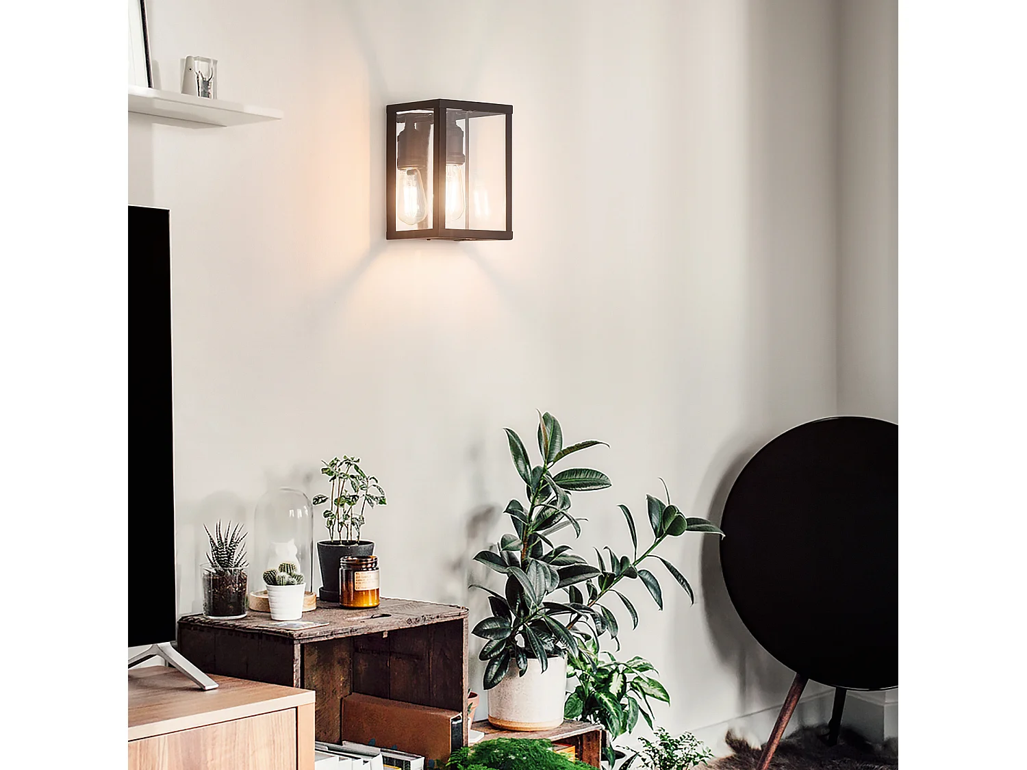 Ideal Lux Igor Applique murale intérieure à 1 ampoule noire avec plaques en verre transparent, E27