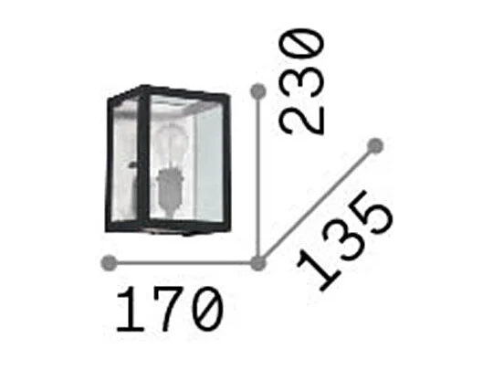 Ideal Lux Igor Applique murale intérieure à 1 ampoule noire avec plaques en verre transparent, E27