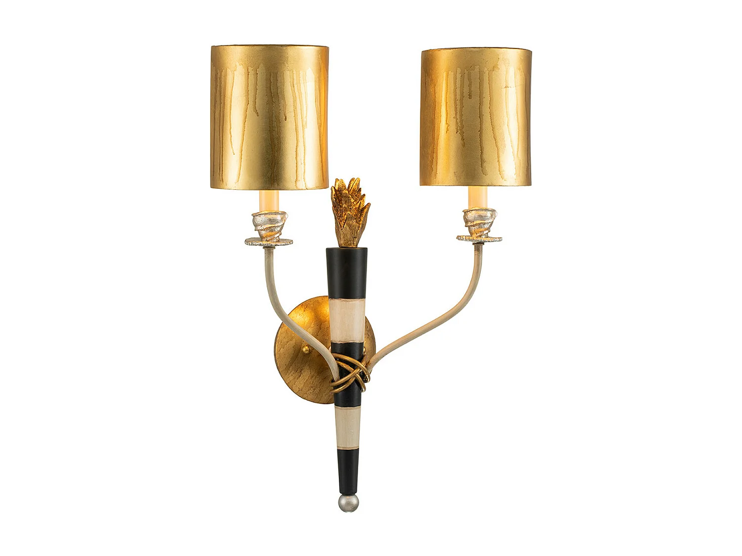 Elstead Flambeau - 2 licht Indoor Candle Wandleuchte Schwarz, Gold mit Schattierungen, E14
