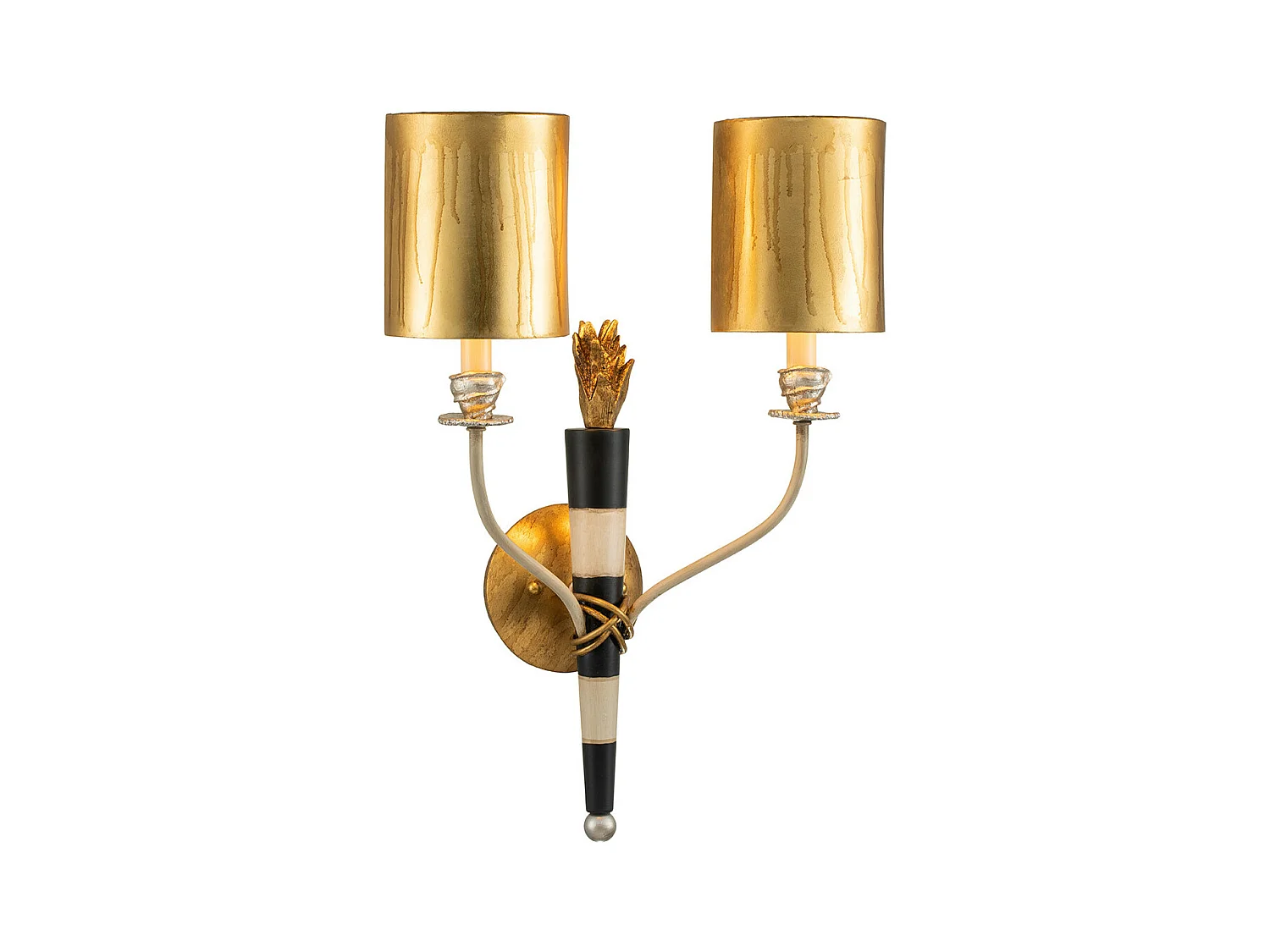 Elstead Flambeau - 2 licht Indoor Candle Wandleuchte Schwarz, Gold mit Schattierungen, E14