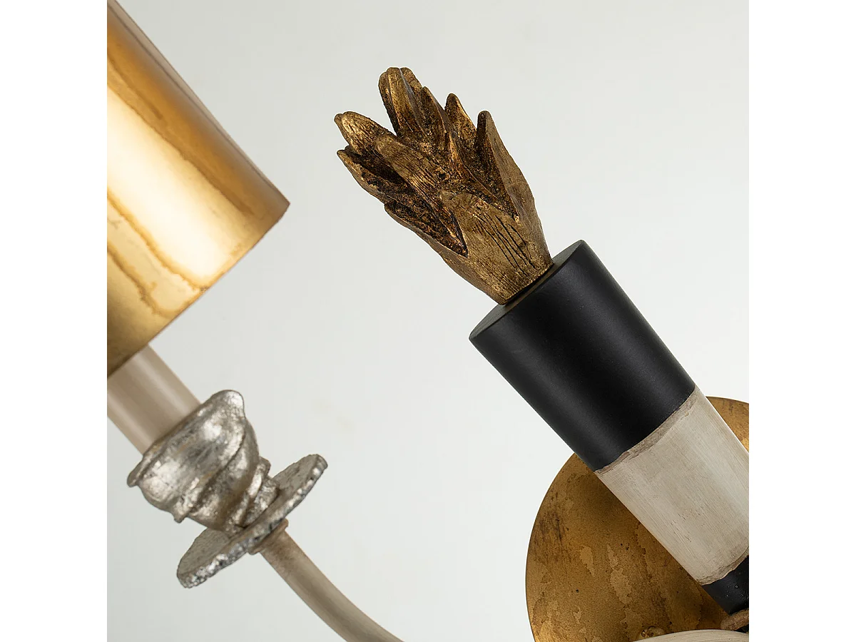 Elstead Flambeau - Lampada da parete a candela da interni a 2 luci nero, oro con paralumi, E14