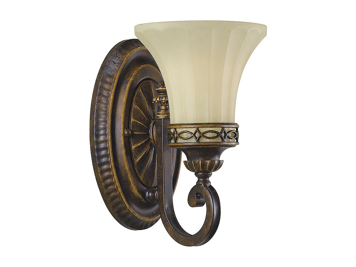 Elstead Drawing Room - 1 Licht Wand Licht Walnuss Glasschirm, E27