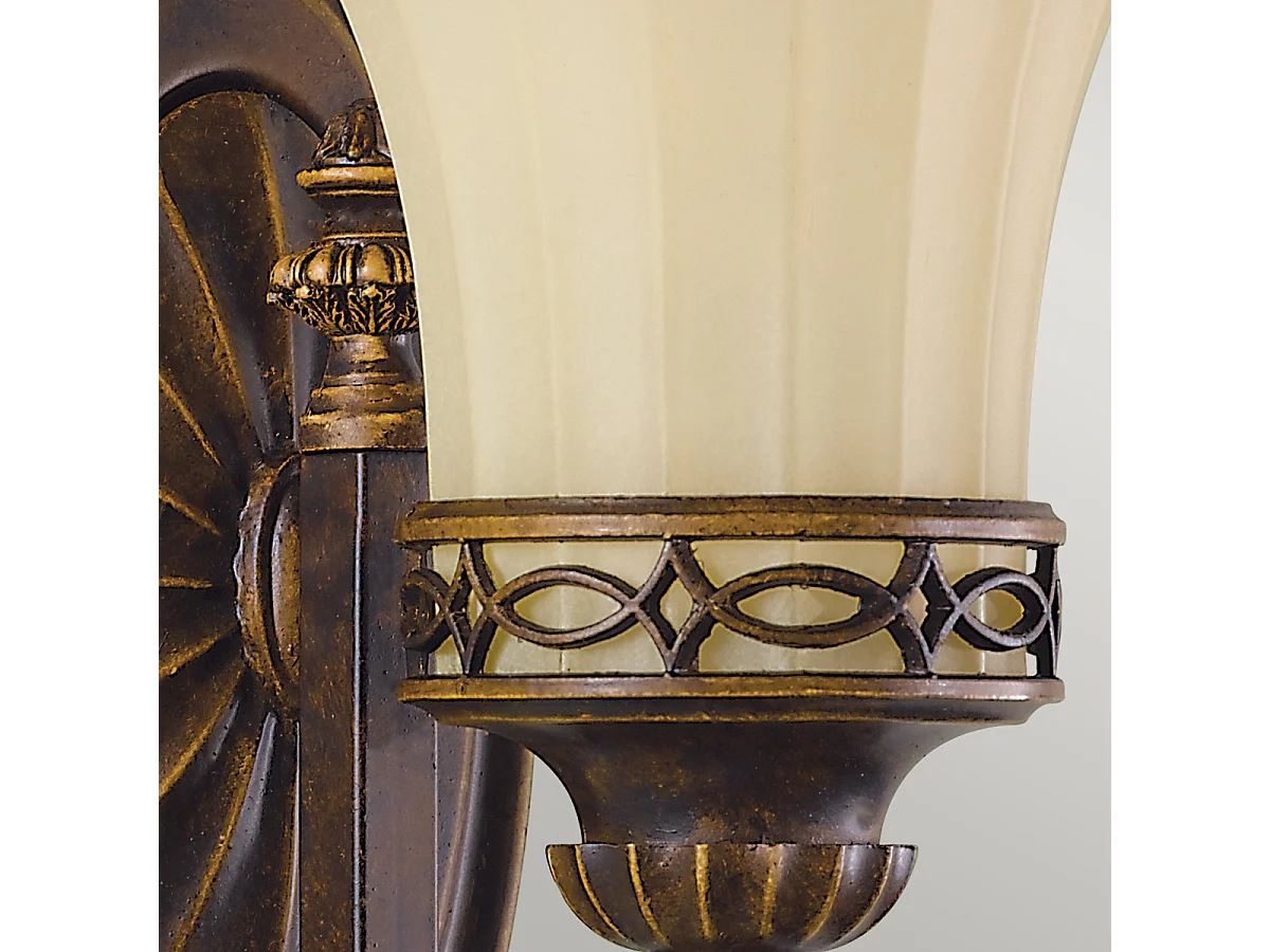 Elstead Drawing Room - 1 Licht Wand Licht Walnuss Glasschirm, E27