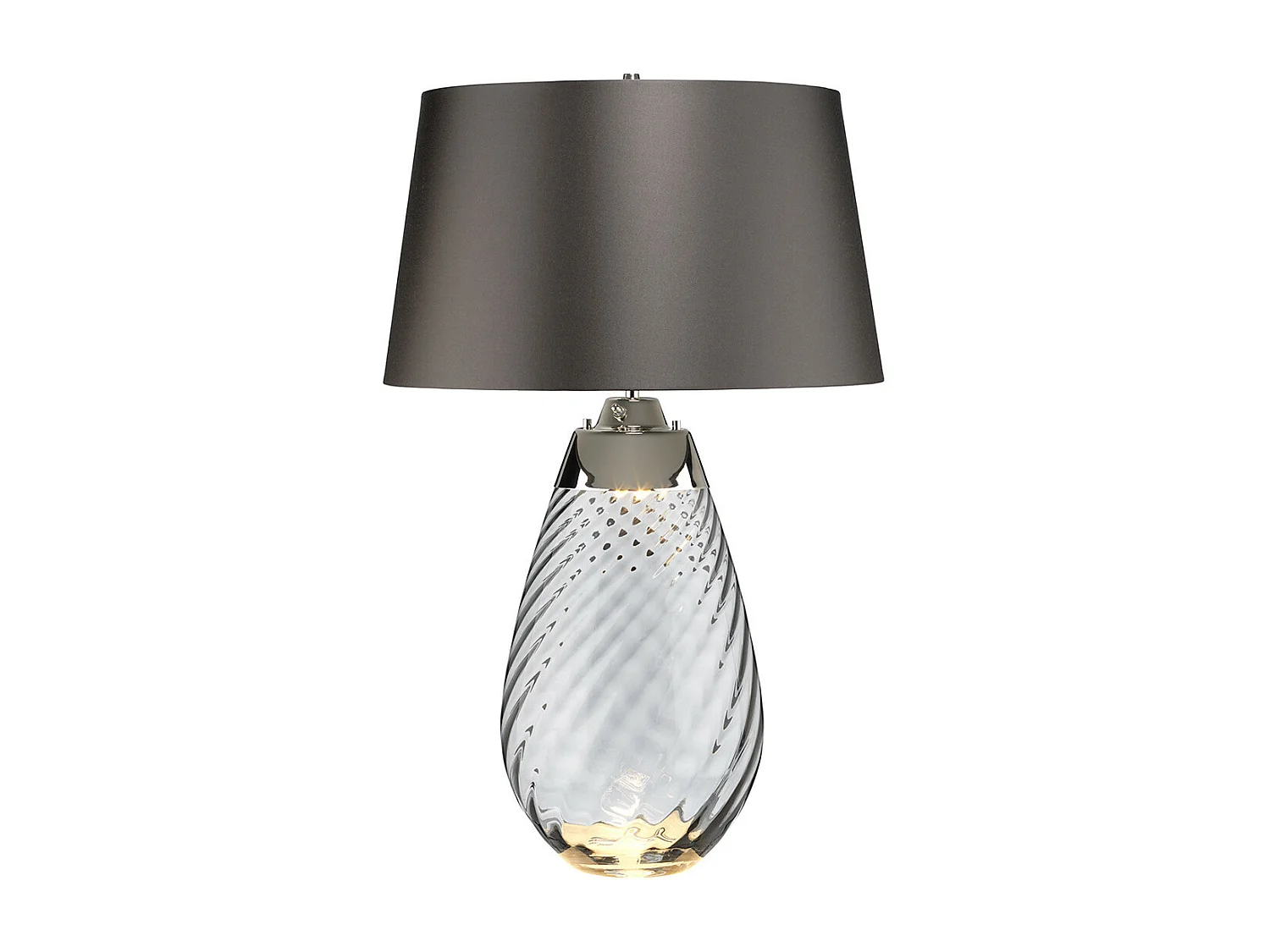 Elstead Lena 2 ljus stor rökbordslampa, röktonat glas, skifferskärm, E27