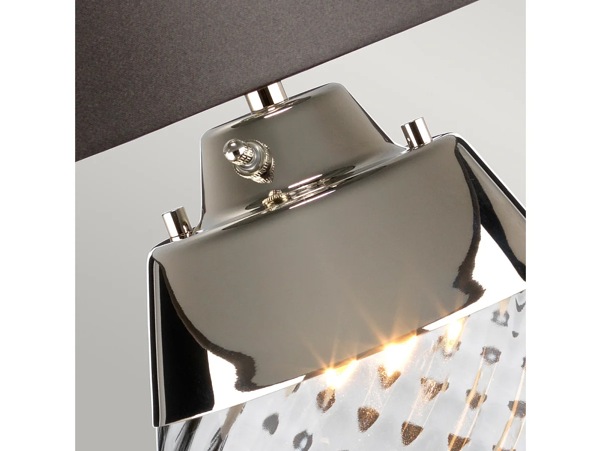 Elstead Lena 2 ljus stor rökbordslampa, röktonat glas, skifferskärm, E27