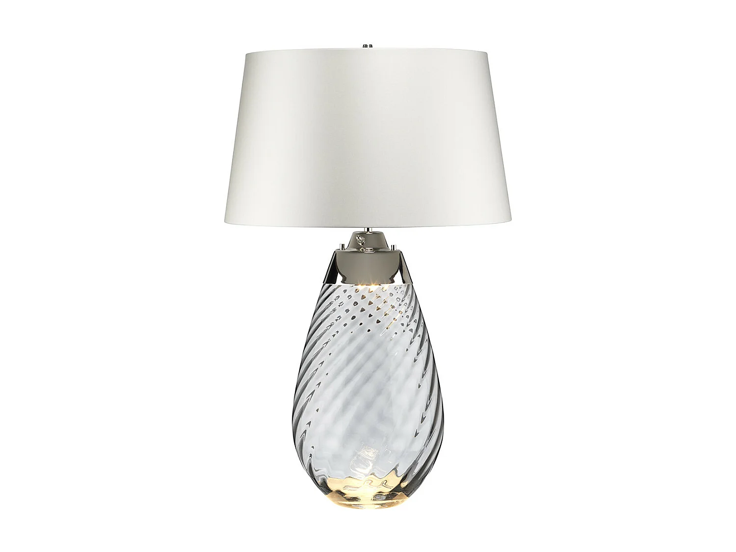 Elstead Lena 2 licht Große Rauchtischlampe mit cremefarbenem Schirm, rauchgetöntem Glas, cremefarbenem Schirm, E27