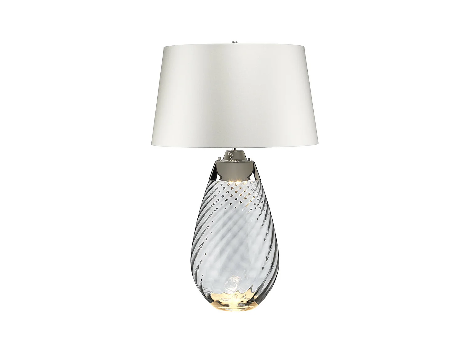Elstead Lena Lampada da tavolo grande fumo 2 luci con paralume bianco sporco, vetro fumé, paralume bianco sporco, E27