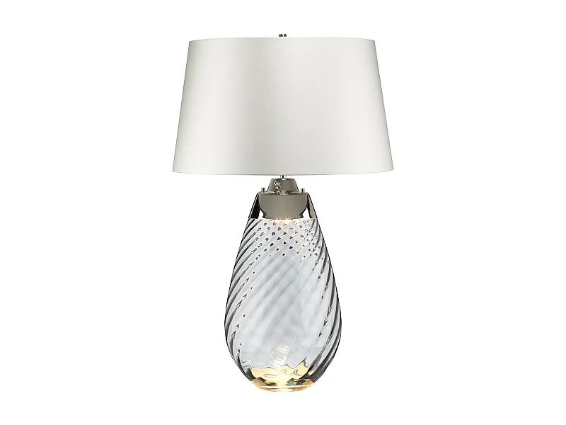 Elstead Lena Lampada da tavolo grande fumo 2 luci con paralume bianco sporco, vetro fumé, paralume bianco sporco, E27