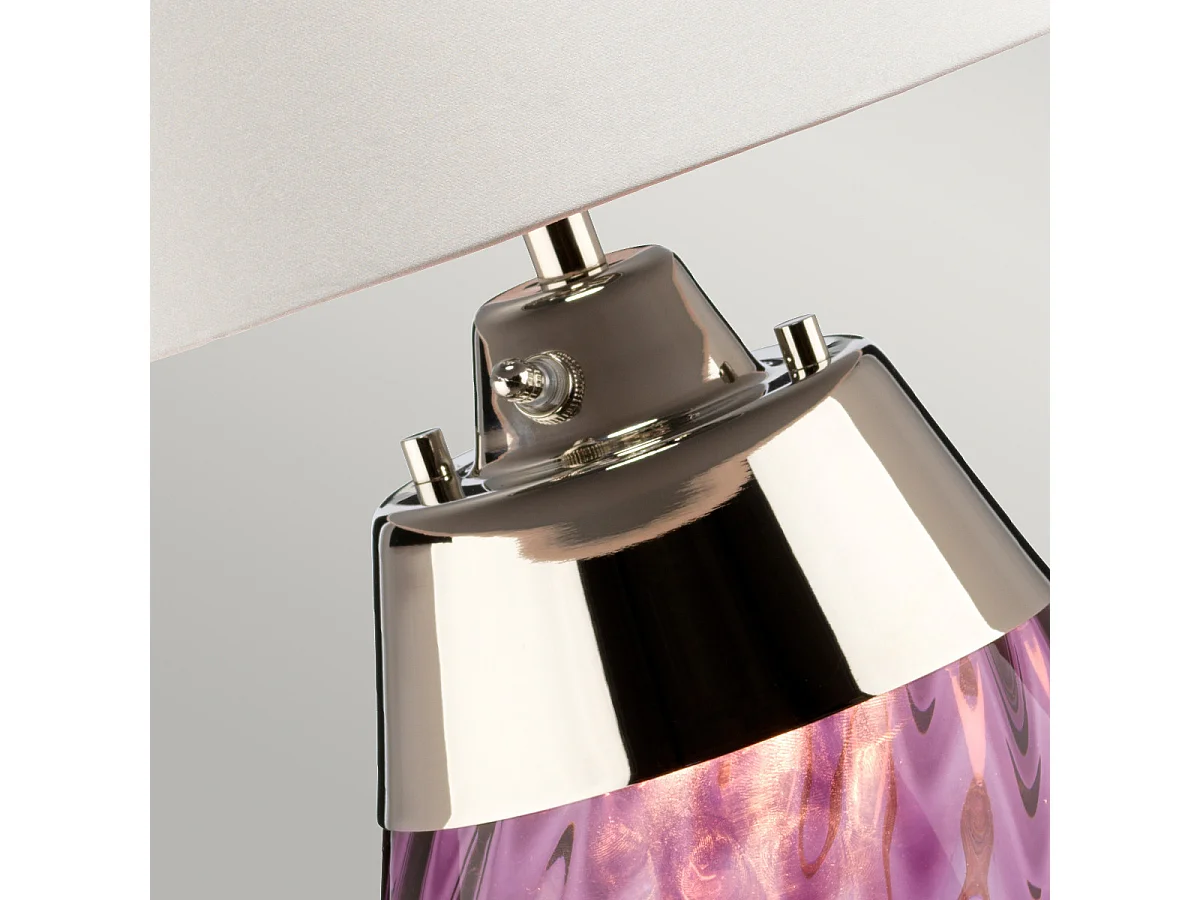 Elstead Lena Lampada da tavolo 2 luci piccola prugna con paralume bianco sporco, vetro color prugna, paralume bianco sporco, E27