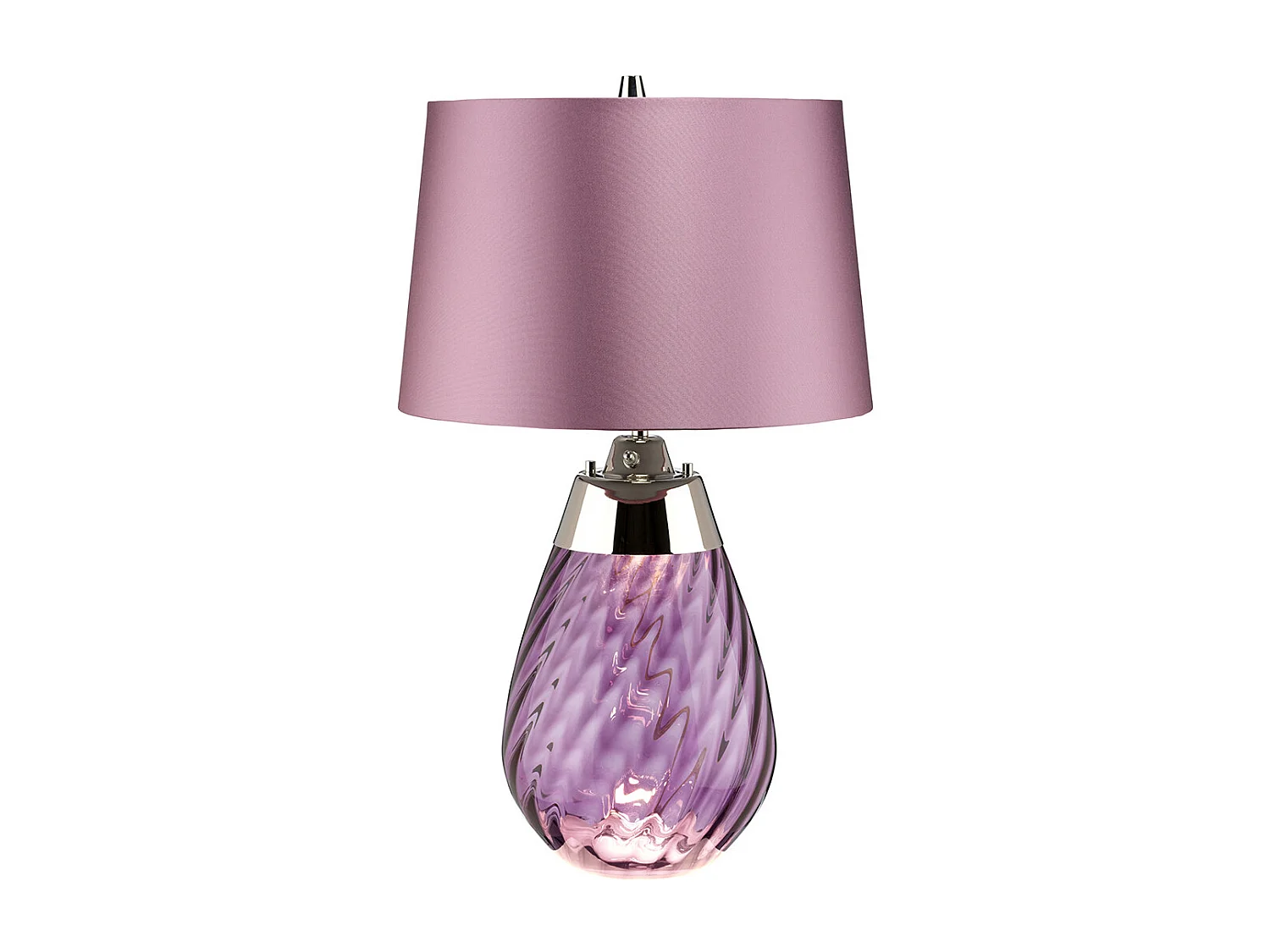 Elstead Lena Petite Lampe de Table Prune à 2 Lumières, Verre Teinté Prune, Abat-Jour Heather, E27