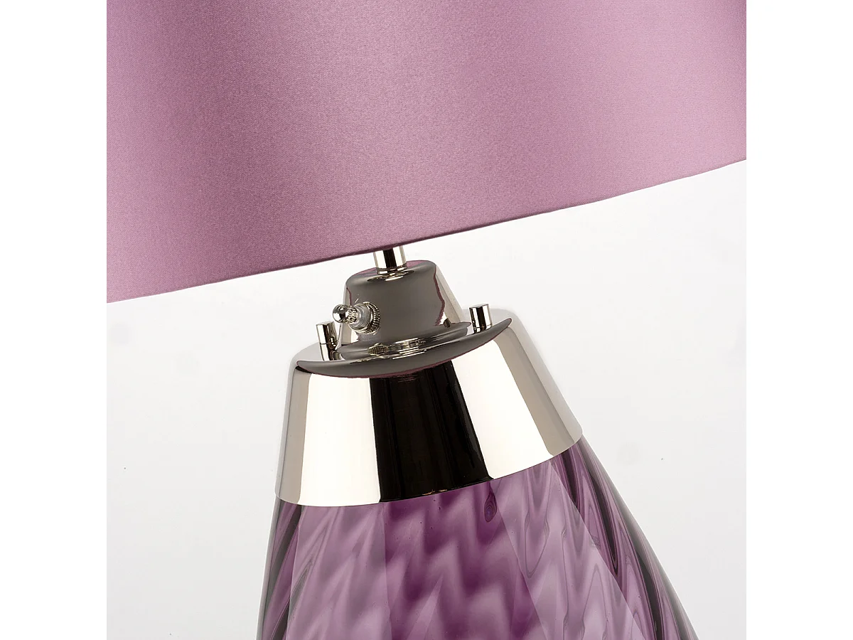 Elstead Lena Petite Lampe de Table Prune à 2 Lumières, Verre Teinté Prune, Abat-Jour Heather, E27