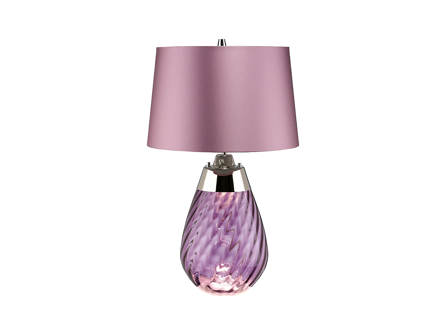 Elstead Lena Petite Lampe de Table Prune à 2 Lumières, Verre Teinté Prune, Abat-Jour Heather, E27