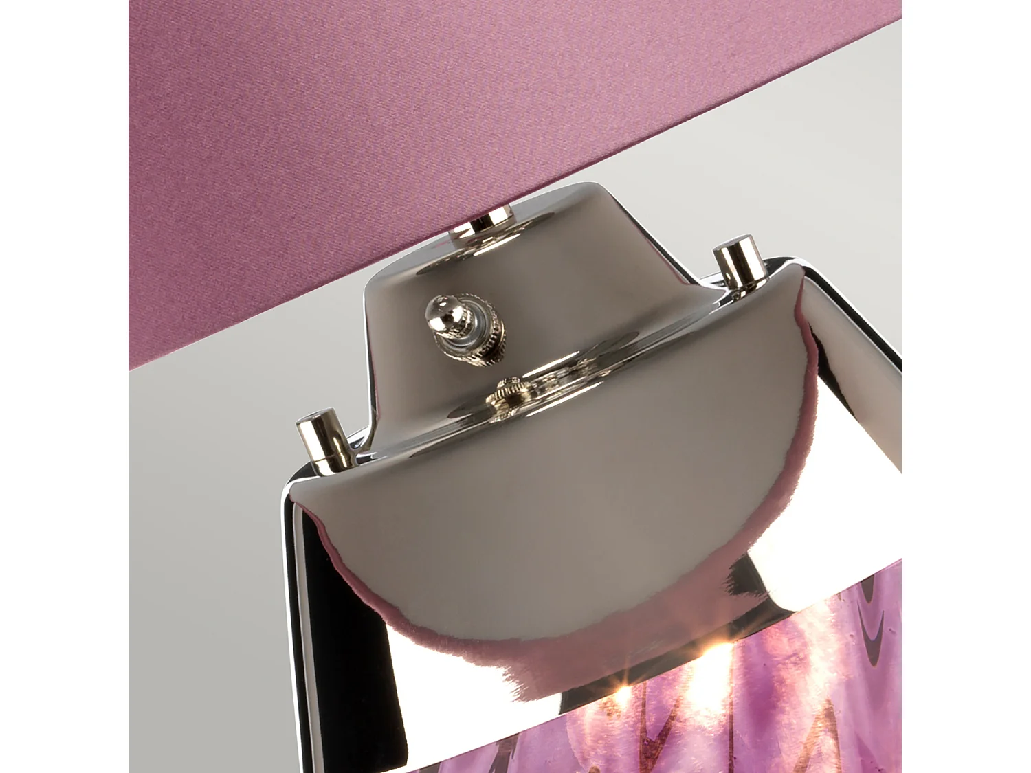 Lampada da tavolo Elstead Lena 2 luci piccola prugna, vetro color prugna, paralume erica, attacco E27