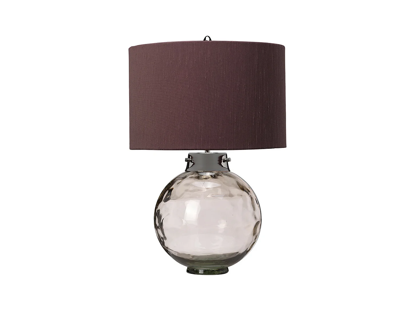Lampe de table Kara, fumée, abat-jour en fausse soie