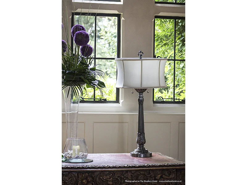 Elstead - 2 Licht Tischlampe Zinn, E27