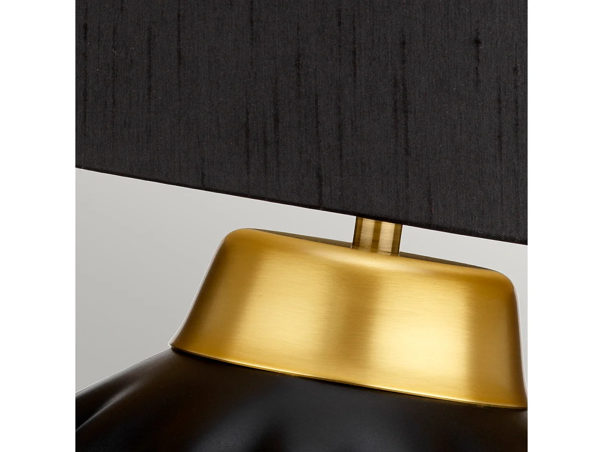 Bexley Lampada da tavolo a 1 luce nera, ottone spazzolato