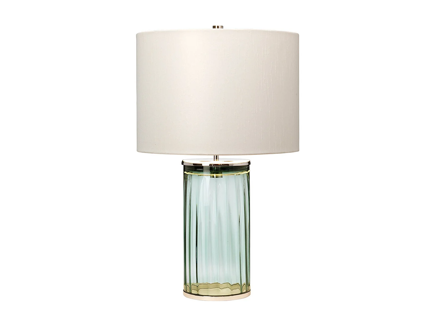 Reno Tischlampe Metallarbeiten Poliertes Nickel, grünes Glas