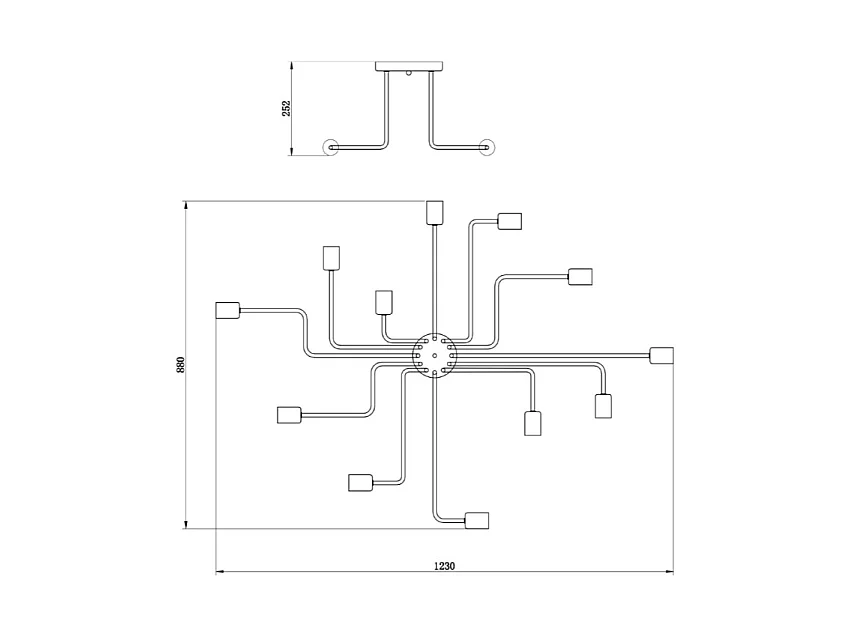 Gilbert Deckenleuchte Schwarz, 12 Licht, E27