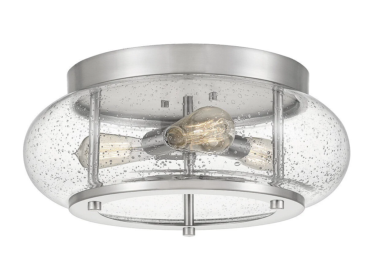 Elstead Trilogy 3 licht Flush Mount, Nickel gebürstet, E27