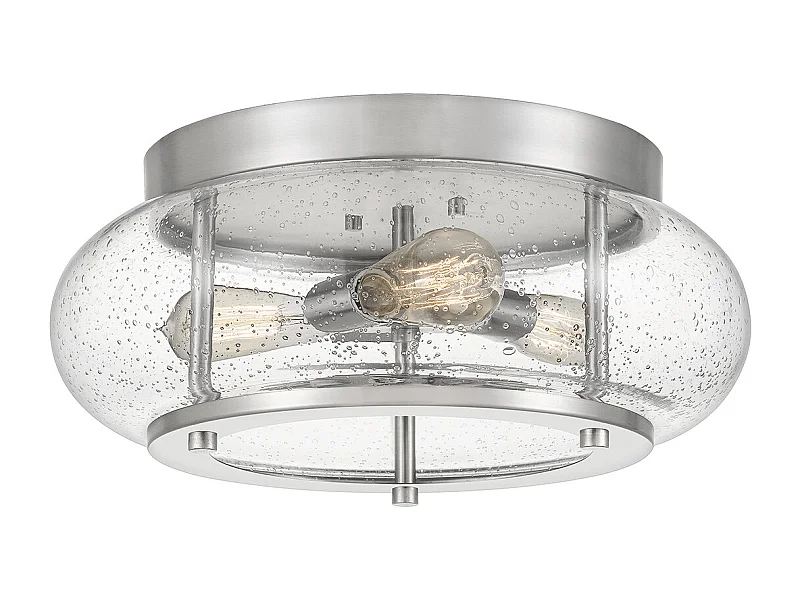 Elstead Trilogy 3 Light Flush Mount, Borstad Nickel, E27