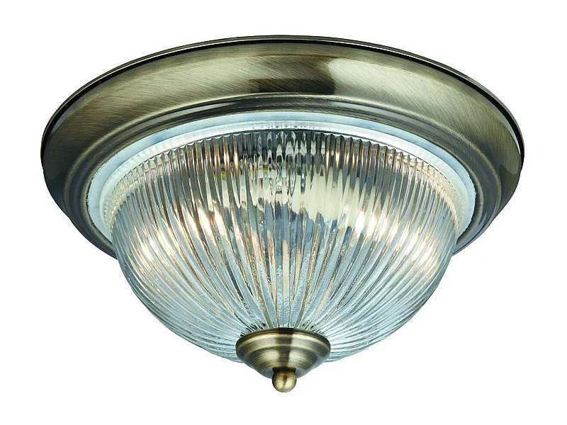 Searchlight Flush - Filo da bagno a 2 luci a soffitto in ottone antico, attacco E14