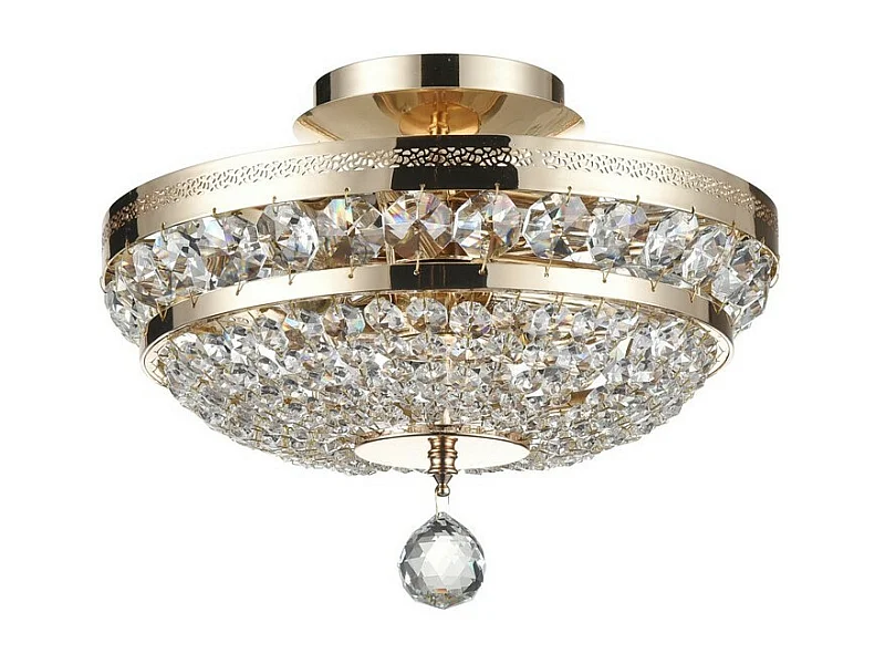 Ottilia Plafonnier semi-encastré doré et cristal, 3 lumières, E14