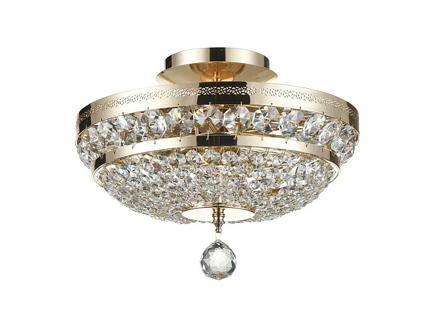 Ottilia Plafonnier semi-encastré doré et cristal, 3 lumières, E14