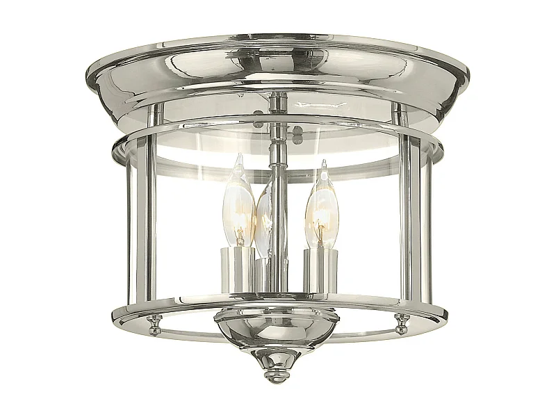 Elstead Gentry Cylindrisk 3 Candle Flush Mount Lantern - polerad nickel