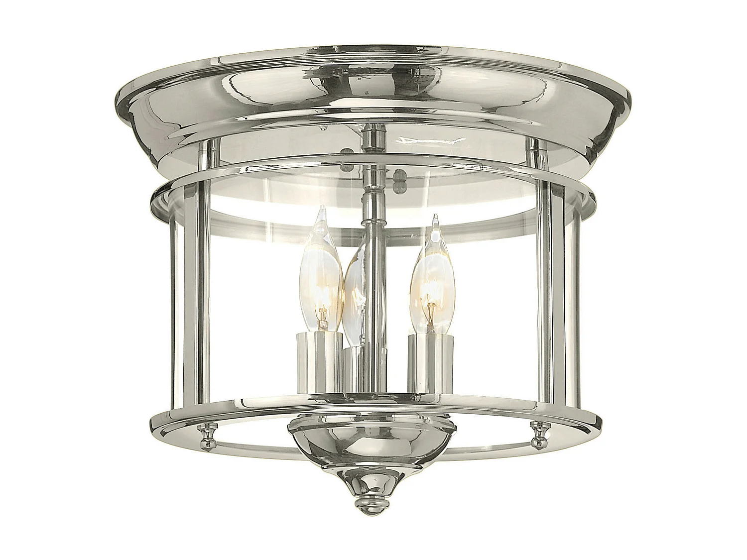 Elstead Gentry Cylindrisk 3 Candle Flush Mount Lantern - polerad nickel
