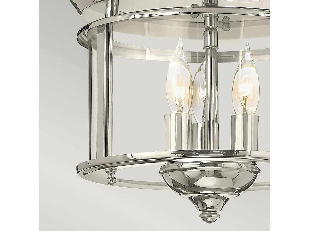 Elstead Gentry Cylindrisk 3 Candle Flush Mount Lantern - polerad nickel