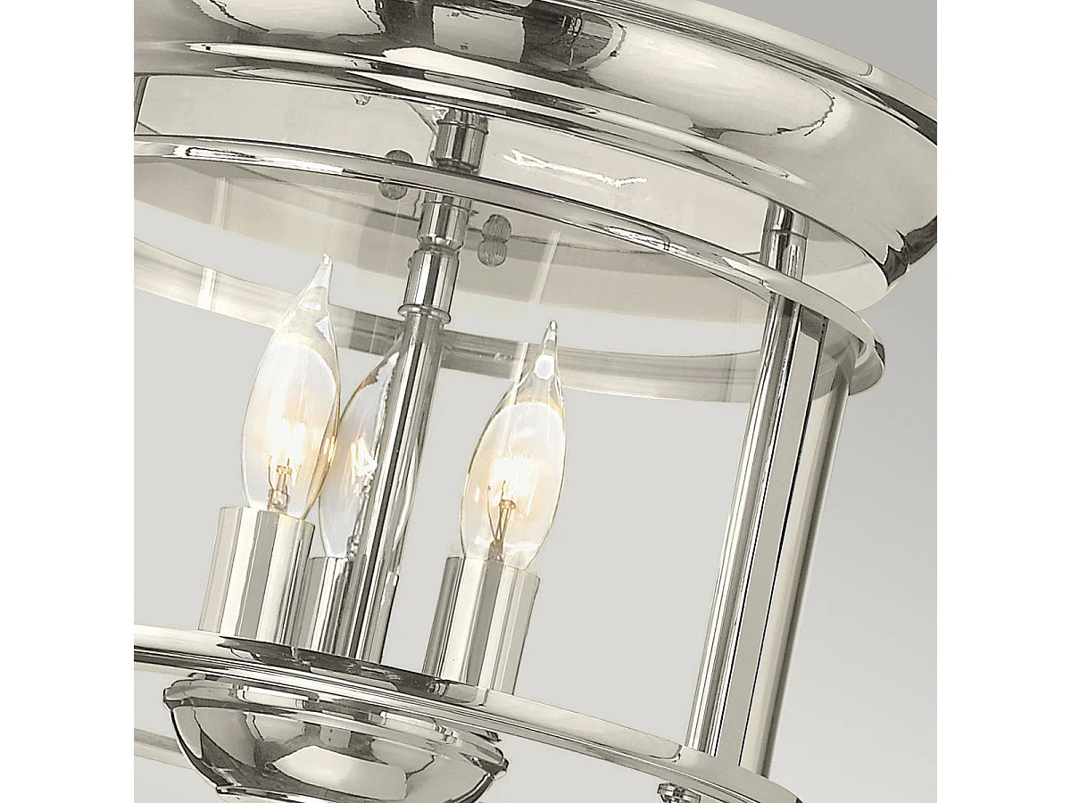 Elstead Gentry Cylindrisk 3 Candle Flush Mount Lantern - polerad nickel