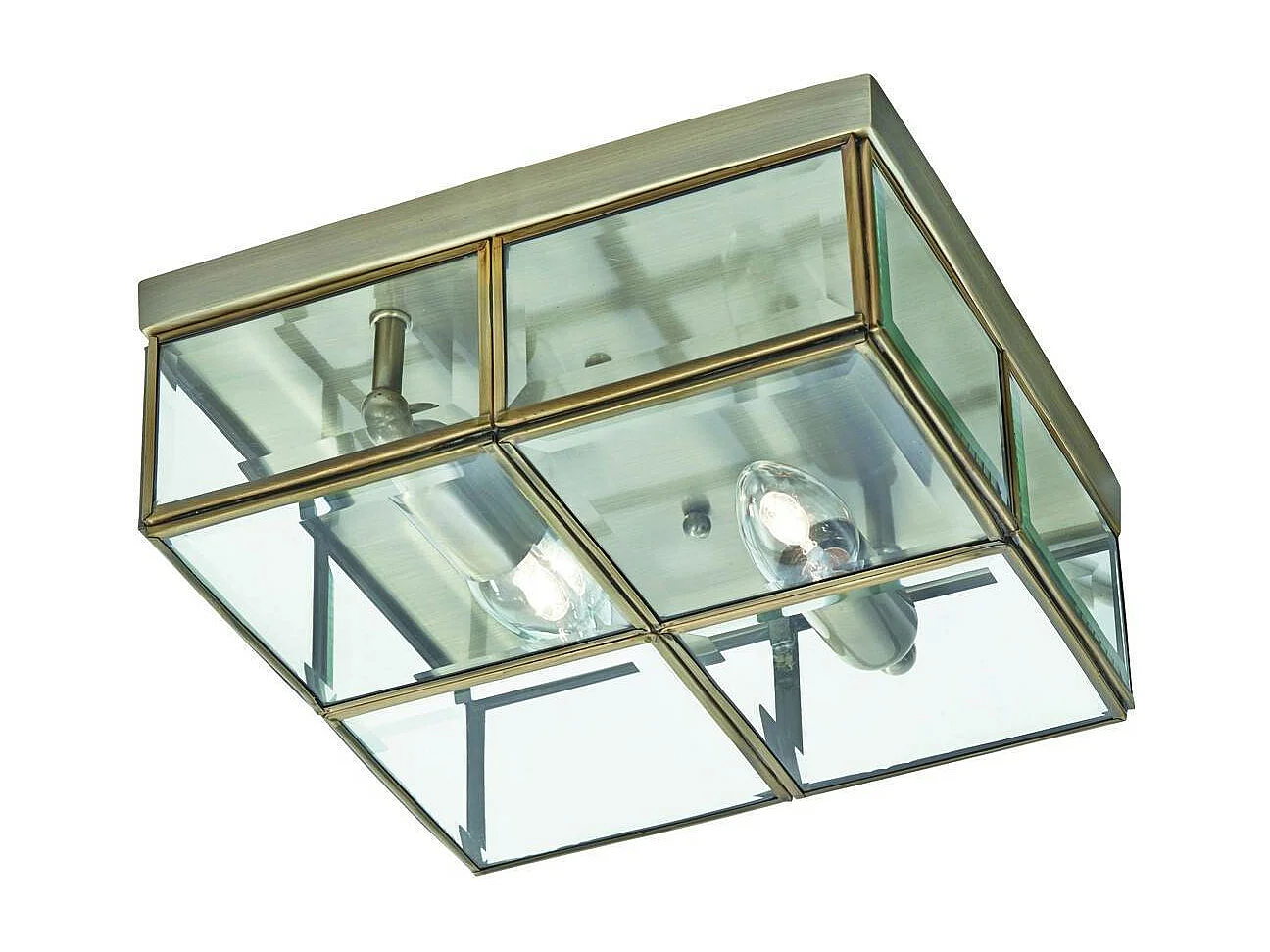 Searchlicht Flush - Unterputzdecke 2 Licht Antik Messing, E14