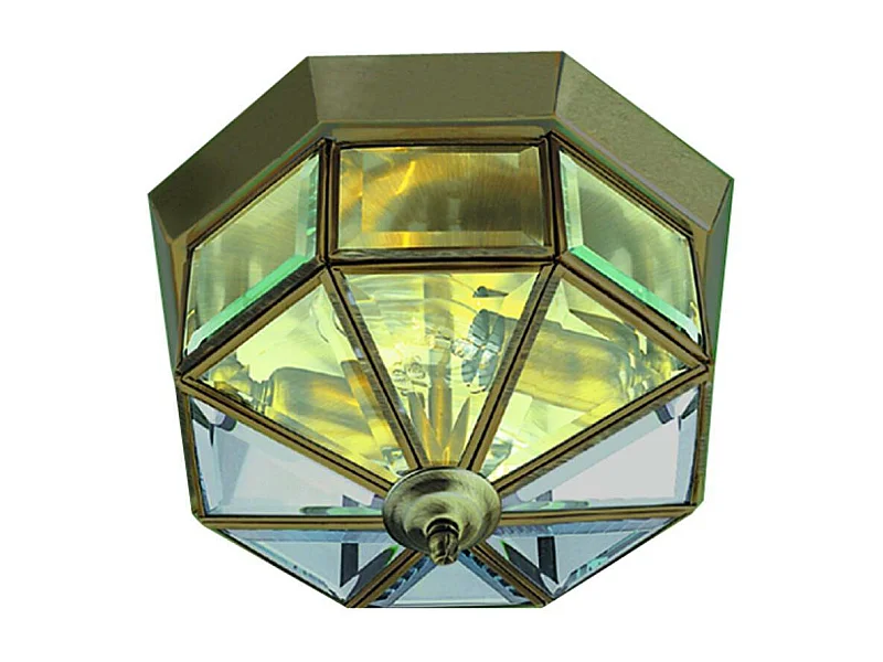 Plafoniera Contemporanea Pisa Iii Ottone Vetro 1 Luce E14