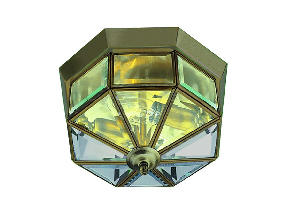 Plafoniera Contemporanea Pisa Iii Ottone Vetro 1 Luce E14