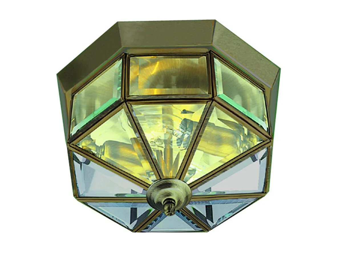 Plafoniera Contemporanea Pisa Iii Ottone Vetro 1 Luce E14