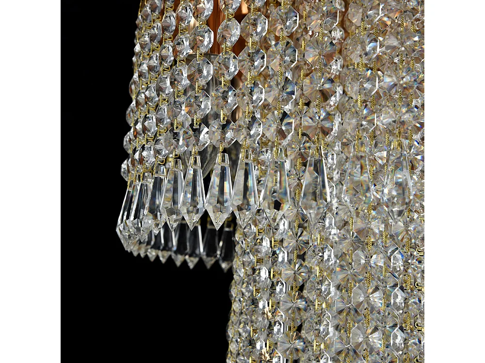 Cascade Araña Oro Antiguo & Cristal, 12 Luces, E14