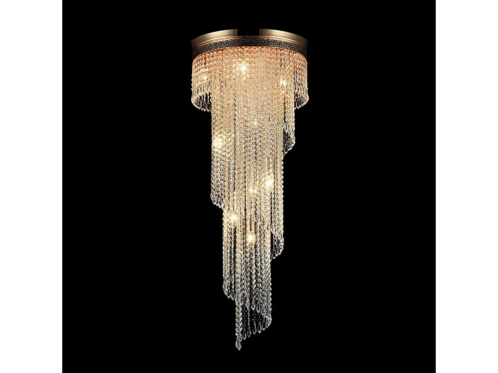 Cascade Lampadario Oro Antico & Cristallo, 12 Luci, E14